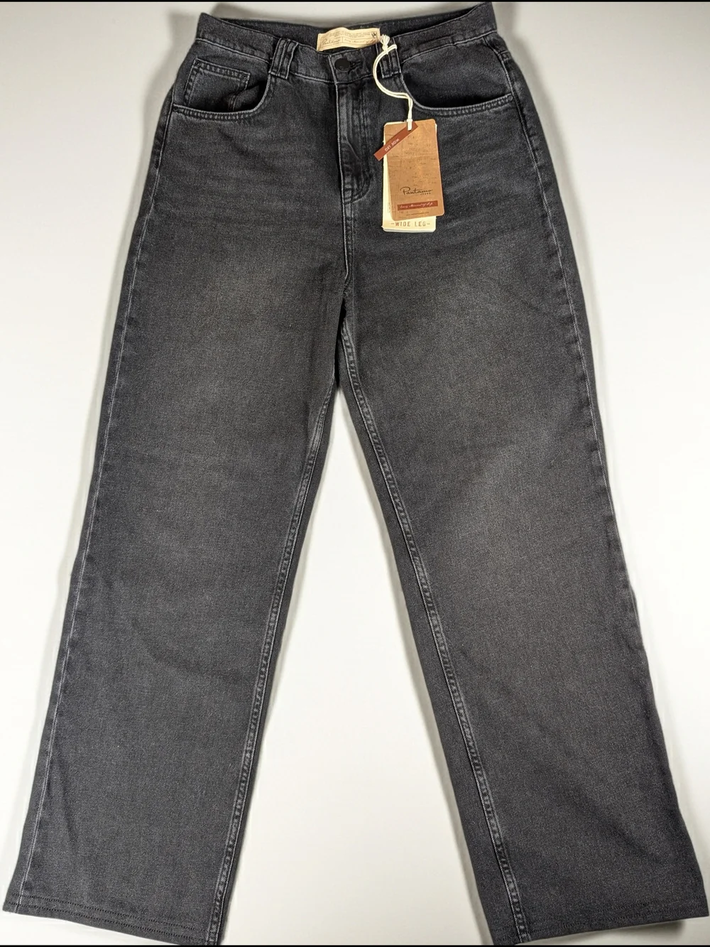 Pantamo Jeans Women's 30 High Rise Wide Leg Loose Dark Wash Black Denim